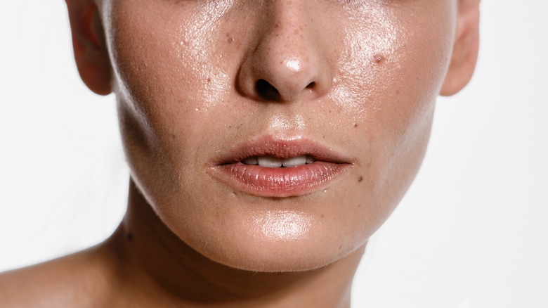 Close up of sweaty face