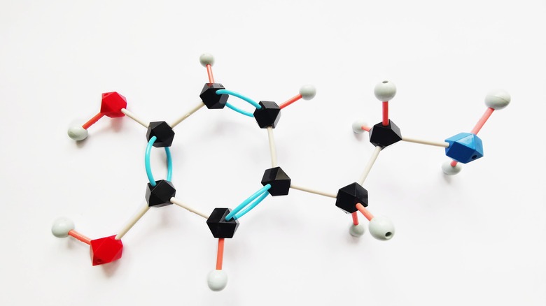 dopamine molecule on white background