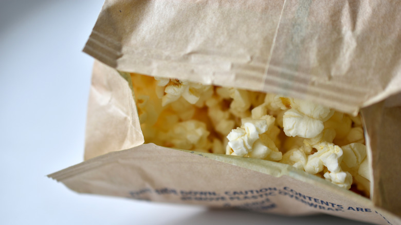 Microwave popcorn in a bag