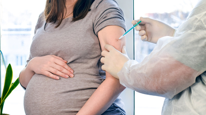 Woman getting flu shot