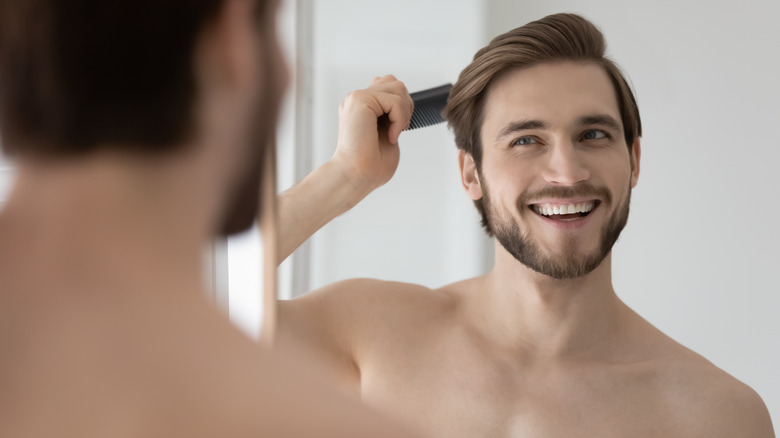 man happy with his hair