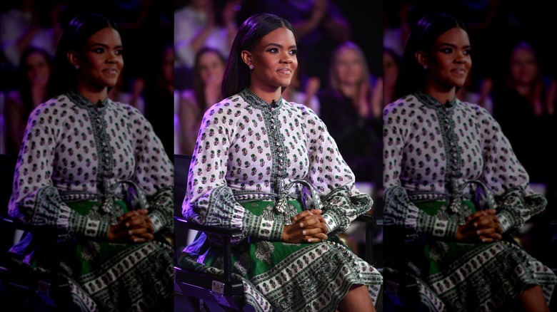 Candace Owens in a patterned dress 