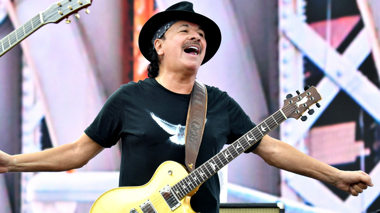 Carlos Santana and guitar