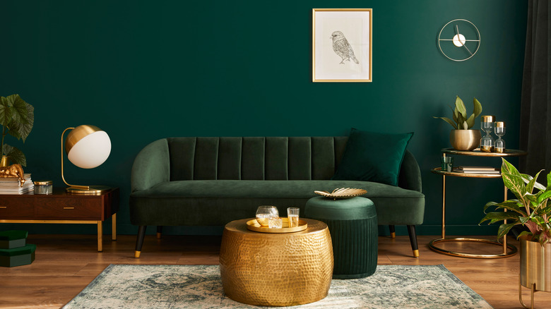 emerald green living room