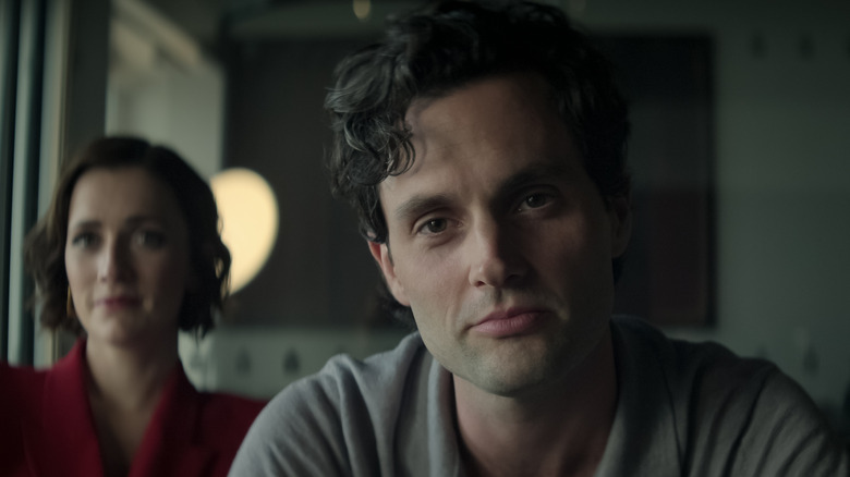 Penn Badgley looking intense as Joe Goldberg in You Season 4