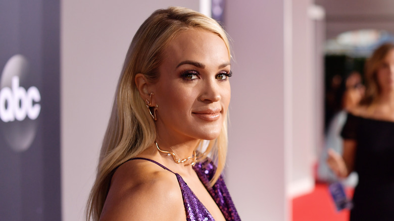 Carrie Underwood looks at the camera with determination