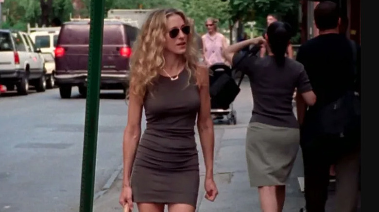 Carrie Bradshaw in a black dress on "Sex and the City"