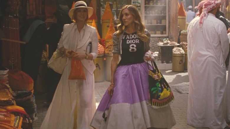 Carrie Bradshaw Dior shirt and skirt