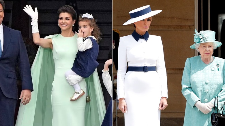 Casey DeSantis and Melania Trump with Queen Elizabeth II