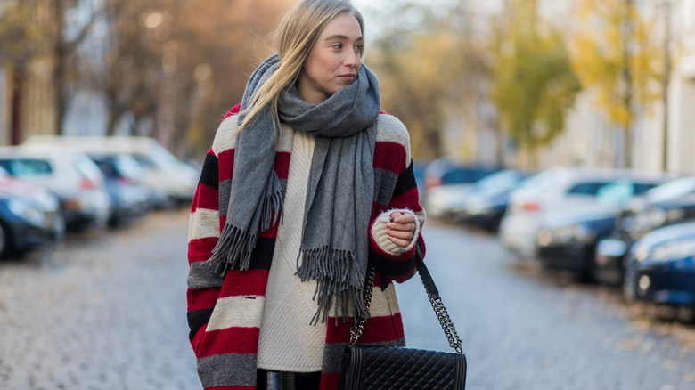 blonde woman in winter coat