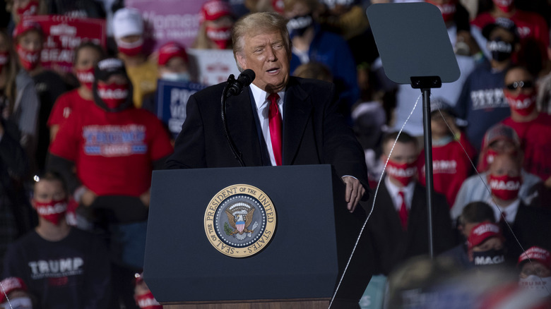 Trump speaking at campaign rally