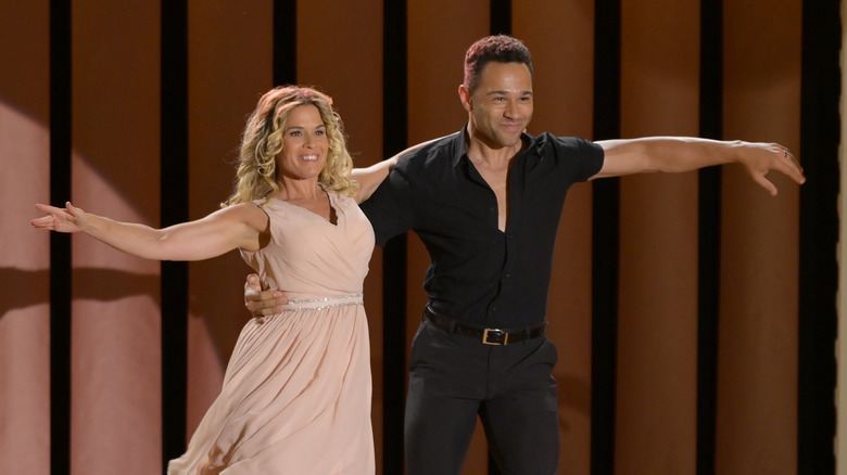 Cat Cora and Corbin Bleu dancing