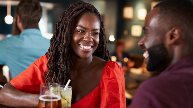 couple smiling on a date