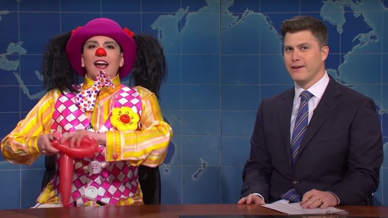 Cecily Strong and Colin Jost in the Goober the Abortion Clown Skit on SNL