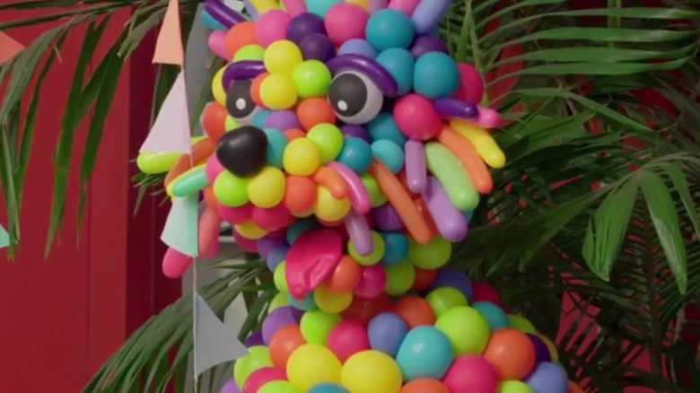 A dog-shaped balloon sculpture