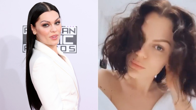 Jessie J long slicked hair vs short curls