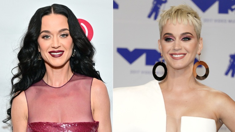 Katy Perry with long wavy hair vs pixie cut