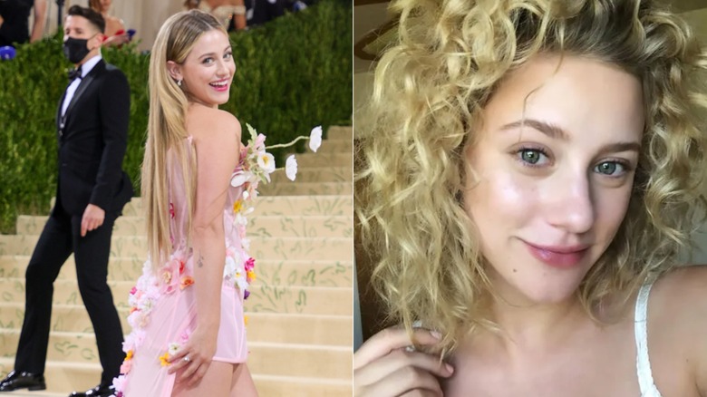 Lili Reinhart wearing extensions vs natural curls