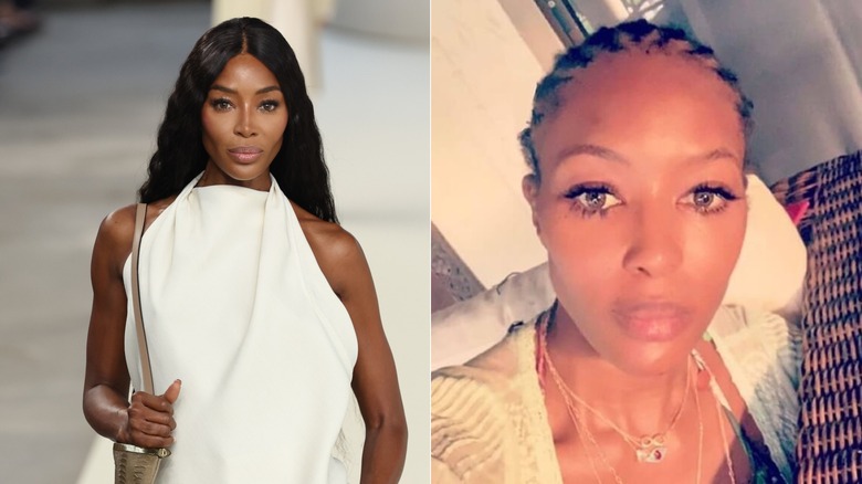 Naomi Campbell with long wavy hair vs cornrows