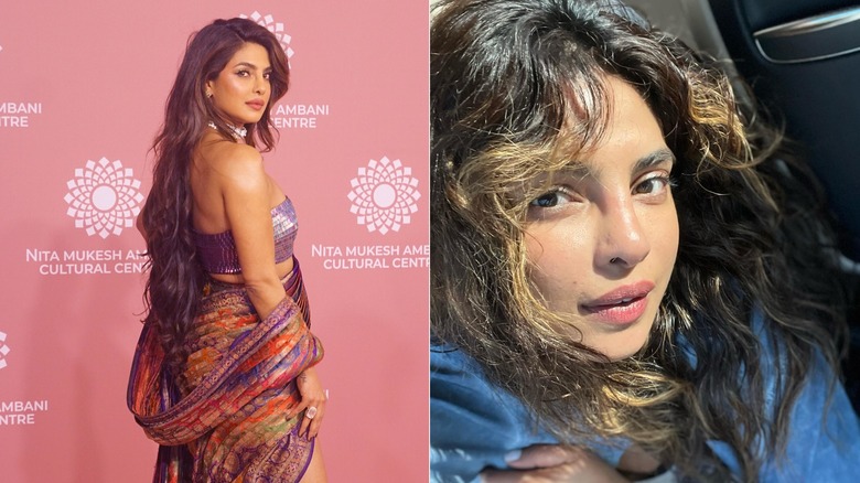 Priyanka Chopra Jonas with long hair vs short natural hair