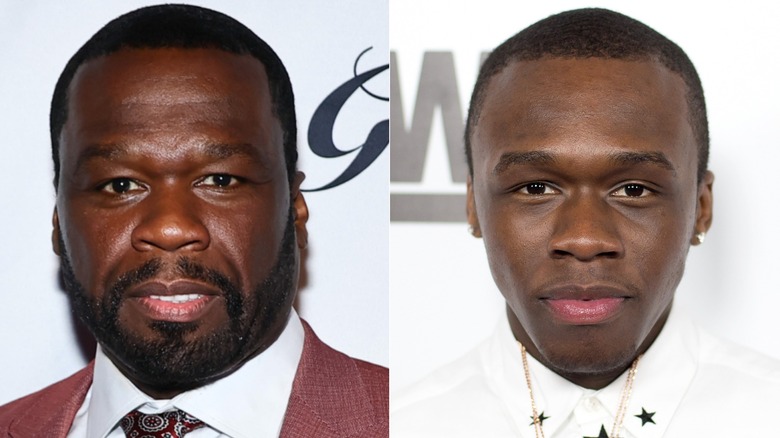 A split image of 50 Cent and Marquise Jackson