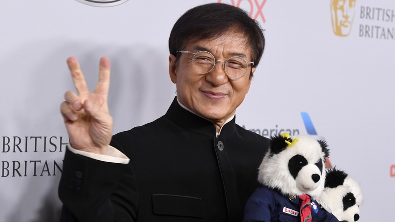 Jackie Chan showing a peace sign