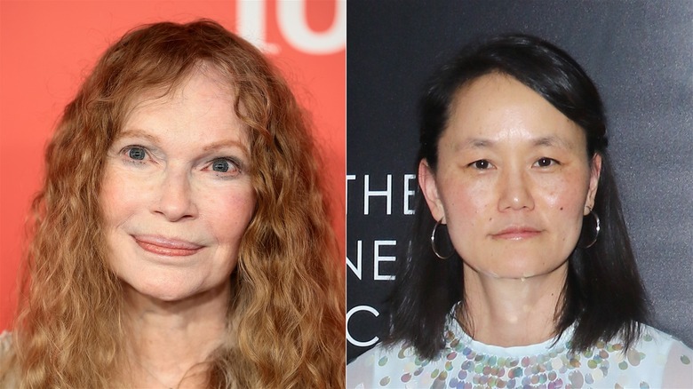 A split image of Mia Farrow and Soon-Yi Previn