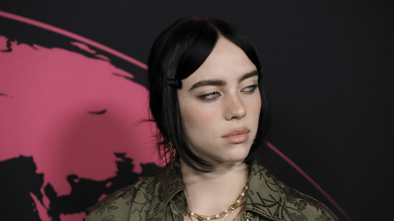 Billie Eilish with side-swept fringe