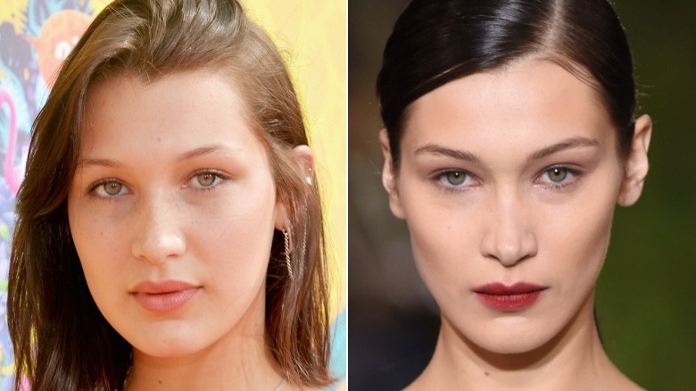 Bella Hadid eyebrows before and after