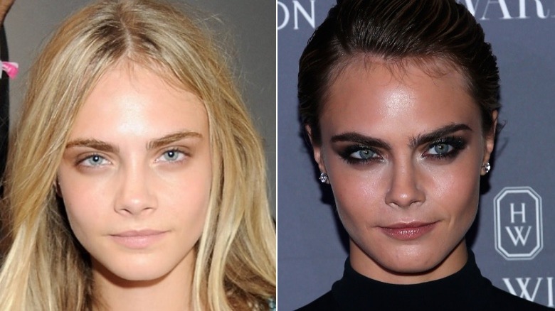 Cara Delevingne eyebrows before and after