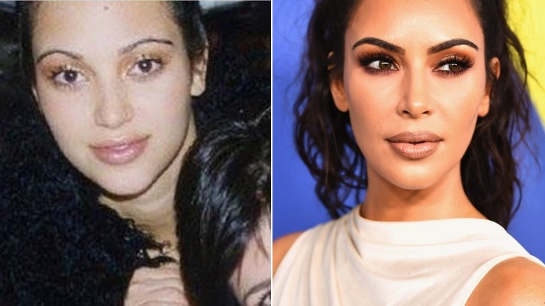 Kim Kardashian before and after eyebrows