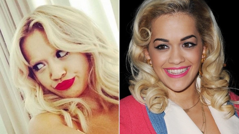 Rita Ora eyebrows before and after