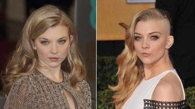 Natalie Dormer long hair and shaved head