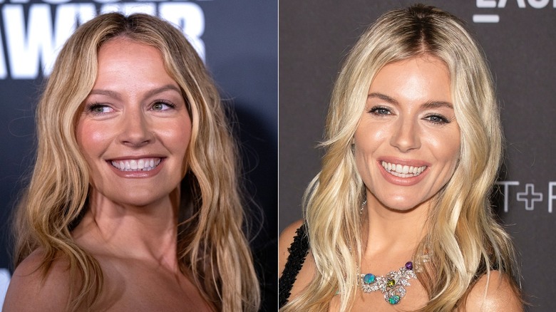 Split image of Becki Newton and Sienna Miller