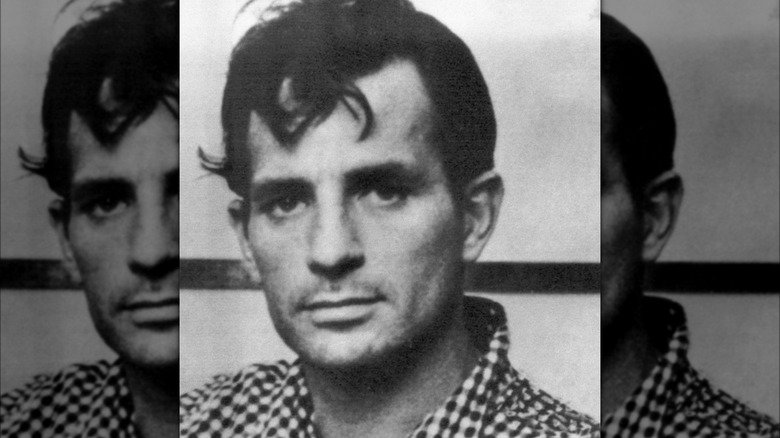 A black & white portrait of author Jack Kerouac