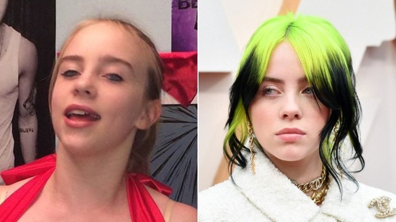 Billie Eilish with natural hair and colored hair