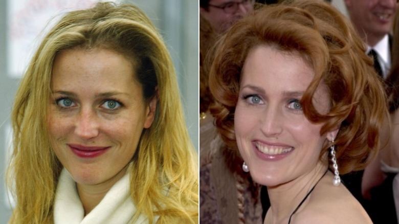 Gillian Anderson before and after natural hair