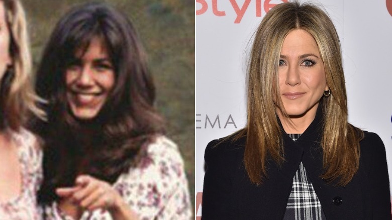 Jennifer Aniston before and after natural hair