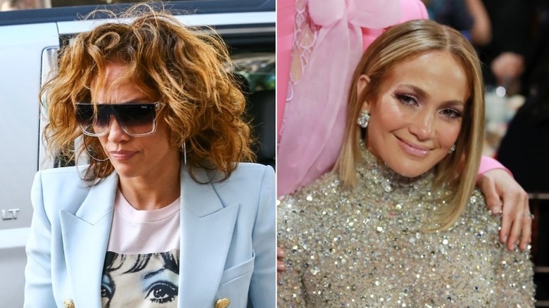 Jennifer Lopez, with natural and treated hair