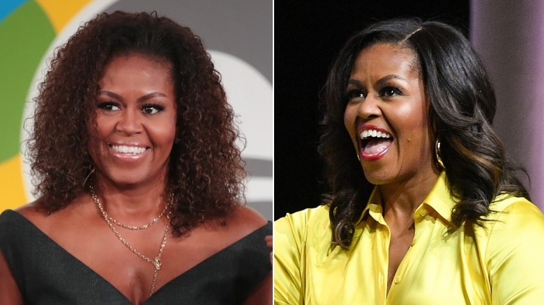 Michelle Obama with natural hair and treated hair