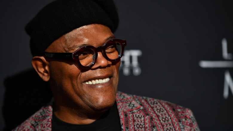 Samuel L. Jackson poses at an event