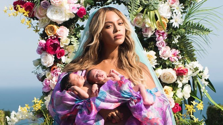 Beyonce with twins Sir and Rumi