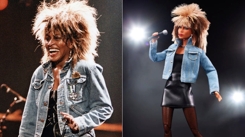 Tina Turner and her Barbie split image