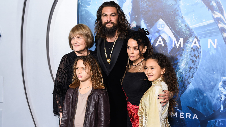 Jason Momoa and Lisa Bonet with their kids at the 2018 premiere of "Aquaman."