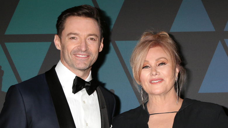 Hugh Jackman and Deborra-Lee Furness in black