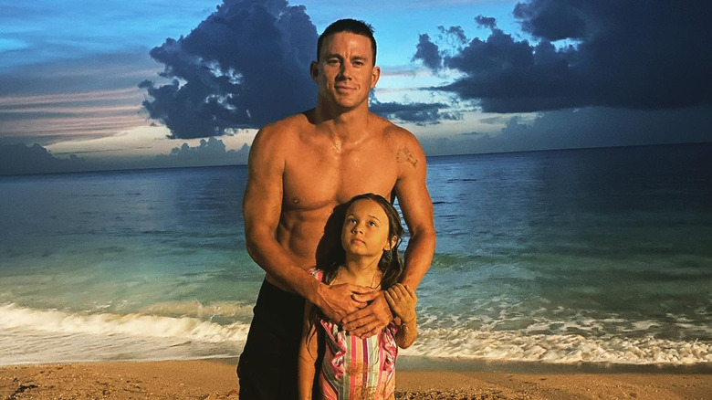 Channing Tatum and daughter at the beach