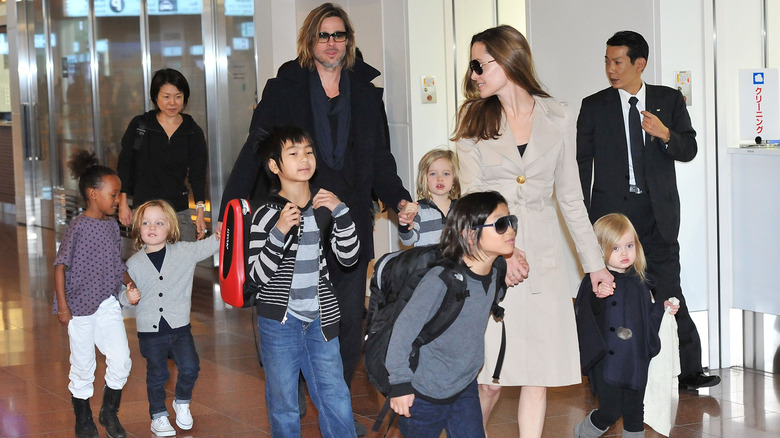 Brad Pitt, Angelina Jolie, and their children