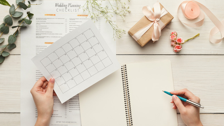 wedding planning with calendar