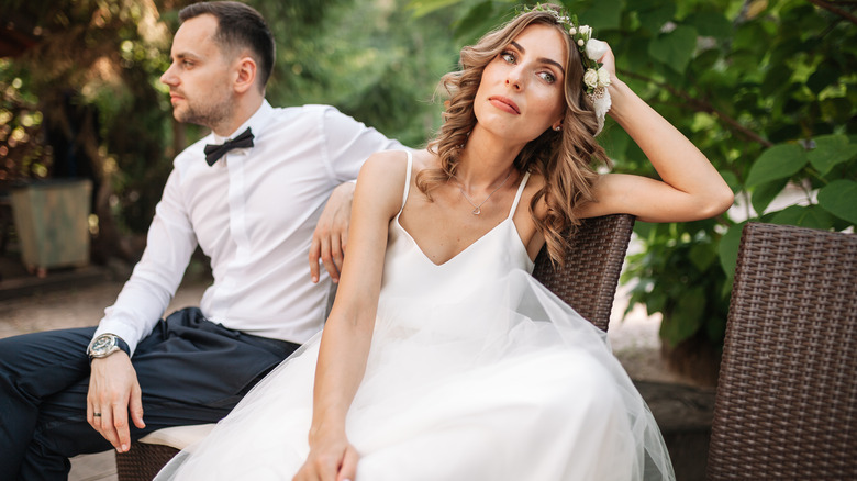 bride and groom upset with each other on wedding day