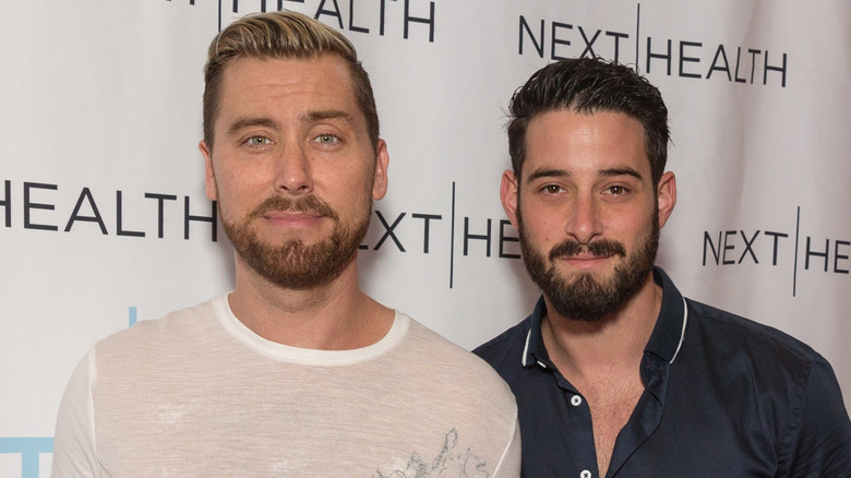 Lance Bass and his husband on the red carpet. 